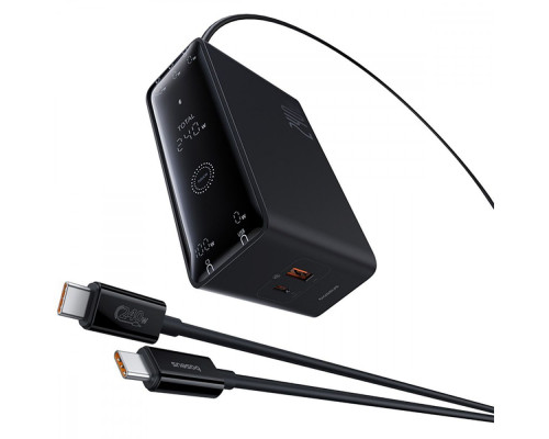МЗП Baseus Digital GaN Intelligent Desktop Fast Charger 240W (3xType-C + USB + DC) + Кабель DC to DC black 2003000197969 6932172646110