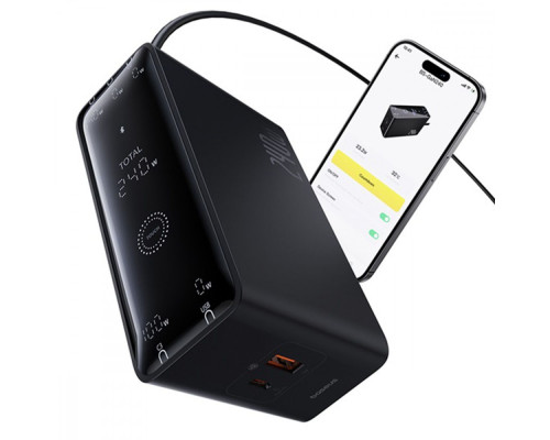 МЗП Baseus Digital GaN Intelligent Desktop Fast Charger 240W (3xType-C + USB + DC) + Кабель DC to DC black 2003000197969 6932172646110