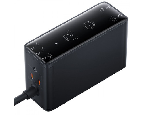 МЗП Baseus Digital GaN Intelligent Desktop Fast Charger 240W (3xType-C + USB + DC) + Кабель DC to DC black 2003000197969 6932172646110