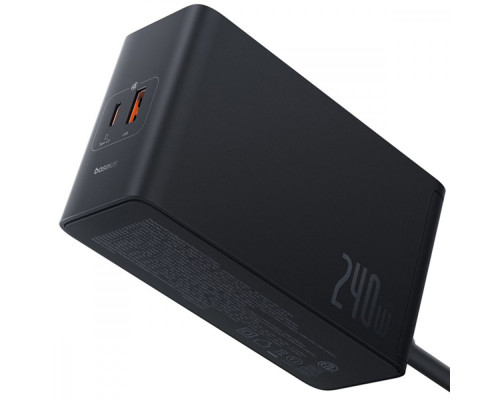 МЗП Baseus Digital GaN Intelligent Desktop Fast Charger 240W (3xType-C + USB + DC) + Кабель DC to DC black 2003000197969 6932172646110