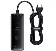 МЗП Baseus Digital GaN Intelligent Desktop Fast Charger 240W (3xType-C + USB + DC) + Кабель DC to DC black 2003000197969 6932172646110