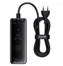 МЗП Baseus Digital GaN Intelligent Desktop Fast Charger 240W (3xType-C + USB + DC) + Кабель DC to DC black 2003000197969 6932172646110