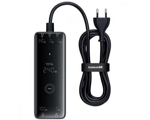 МЗП Baseus Digital GaN Intelligent Desktop Fast Charger 240W (3xType-C + USB + DC) + Кабель DC to DC black 2003000197969 6932172646110