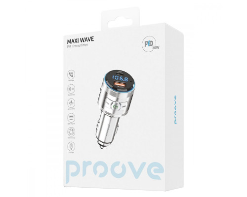 АЗП Proove FM Launcher Maxi Wave 30W (PD+QC3.0) Type-C+USB silver