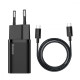 МЗП Baseus Super Silicone PD Charger 25W (1Type-C) + Cable Type-C to Type-C 3A (1m) black