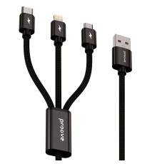 Кабель Proove Triple Connection 3 in 1 Type-C + Micro USB + Lightning (1.3m) black 2003000266238 6901117378058