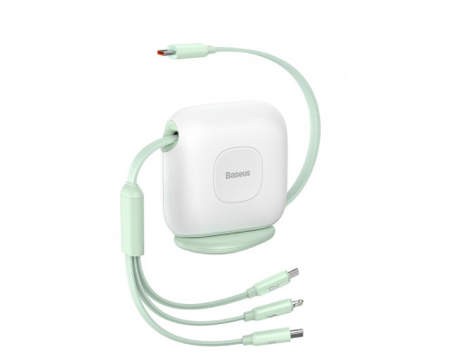 Кабель Baseus Traction Series Retractable 3-in-1 Fast Charging Type-C (Micro USB+Lightning+Type-C) 100W (1.7m) green