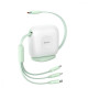 Кабель Baseus Traction Series Retractable 3-in-1 Fast Charging Type-C (Micro USB+Lightning+Type-C) 100W (1.7m) green