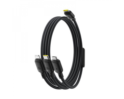 Кабель Baseus Silky One-for-Three Fast Charging Type-C to Micro USB+Lightning+Type-C 100W 1.5m black 2003000230956 6932172685119