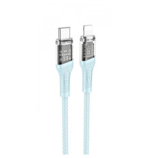 Кабель Hoco U111 Transparent Discovery Type-C to Lightning (1.2m) blue