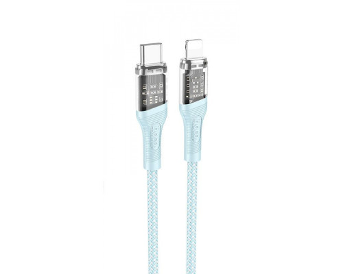 Кабель Hoco U111 Transparent Discovery Type-C to Lightning (1.2m) blue