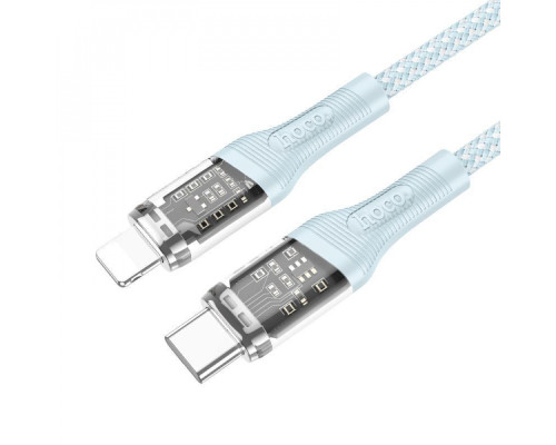 Кабель Hoco U111 Transparent Discovery Type-C to Lightning (1.2m) blue