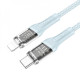 Кабель Hoco U111 Transparent Discovery Type-C to Lightning (1.2m) blue