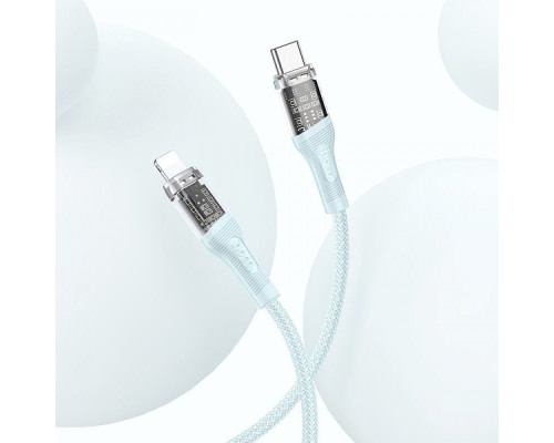 Кабель Hoco U111 Transparent Discovery Type-C to Lightning (1.2m) blue
