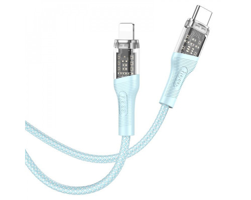 Кабель Hoco U111 Transparent Discovery Type-C to Lightning (1.2m) blue