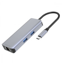 Type-C-Хаб Proove Iron Link 6 in 1 (2*USB3.0 + SD/TF + RJ45 + HDMI) silver