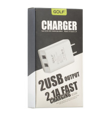 Мережевий Зарядний Пристрій Golf GF-U206 2 USB Колір Білий