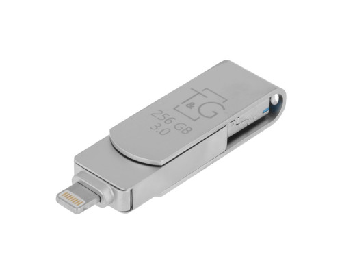 USB OTG флеш-накопичувач T&G 3&1 Lightning & Android 256gb Metal 007 Колір Сталевый