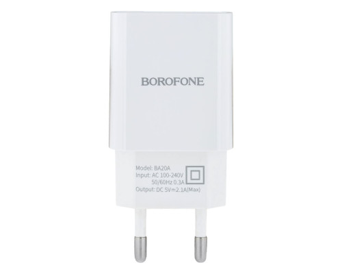 Мережевий Зарядний Пристрій Borofone BA20A Type-C 1USB 2.1A Колір Білий 6931474700742