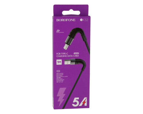 Кабель USB Borofone BX32 Munificent Type-C 1m Колір Чорний 6931474710451