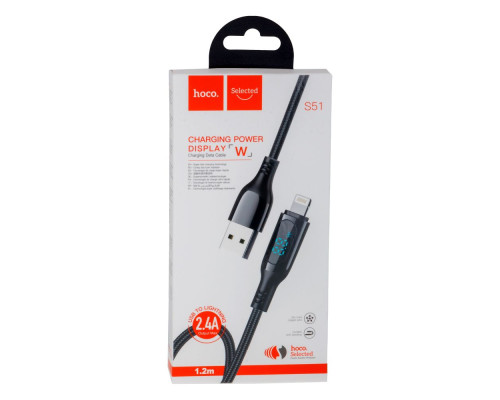 Кабель USB Hoco S51 Extreme Lightning 2.4A 1.2m Колір Чорний 6931474749215