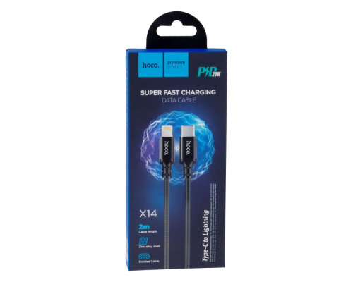 Кабель USB Hoco X14 Double Speed PD 20W Type-C to Lightning 2m Колір Чорний 6931474752208