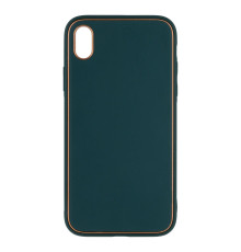 Чохол Leather Gold with Frame without Logo для iPhone Xr Колір Dark Green 2020000265146