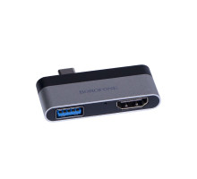 Перехідник Borofone DH2 Type-C to HDMI+USB3.0 adapter Колір Сталево-Чорний 6931474738882