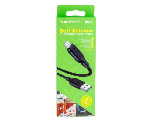 Кабель USB Borofone BX42 Silicone Micro М'ята упаковка Колір Бiлий