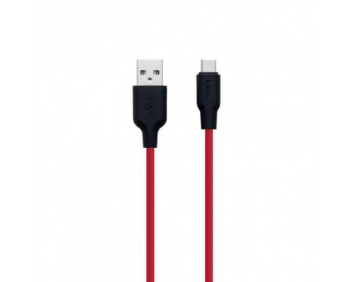 Кабель USB Hoco X21 Silicone Type-C Колір Чорно-Червоний 6957531071419