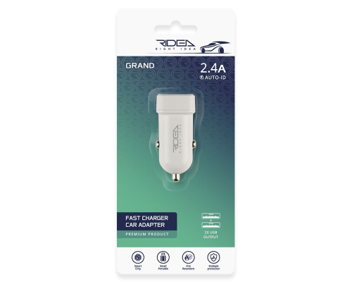 Автомобільний Зарядний Пристрій Ridea RCC-21012 Grand 2USB 2.4 A Колір Чорний 6902013730230