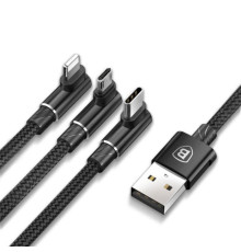 Кабель Baseus MVP 3-in-1 USB to Micro / Lightning / Type-C 3.5A 1.2m CAMLT-WZ Колір Чорний, 01 6953156275935