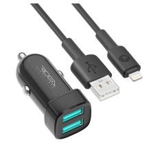 Автомобільний Зарядний Пристрій Ridea RCC-21312 Grand Lightning 2USB 2.4 A Колір Чорний 6902013730742