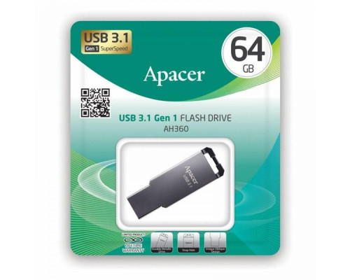 USB флеш-накопичувач 3.2 Apacer AH360 64Gb Колір Чорний