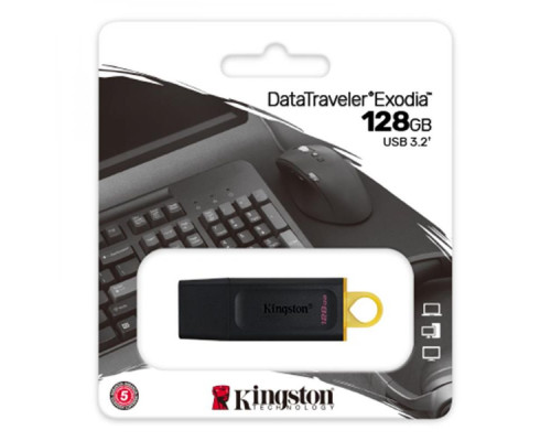 USB флеш-накопичувач 3.2 Kingston DataTraveler Exodia 128gb Колір Чорно-Жовтий