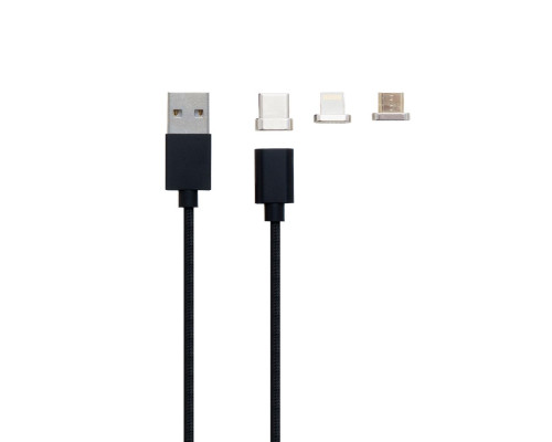 Кабель USB Cable Magnetic Clip-On 3in1 М'ята упаковка Колір Чорний