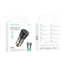 Автомобільний Зарядний Пристрій Borofone BZ23 1USB QC18W+Micro Колір Прозоро-чорний 6941991106910