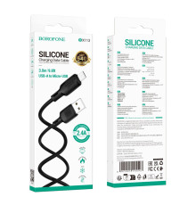 Кабель USB Borofone BX113 Silicone Micro 2.4A 3m Колір Чорний 6941991115547