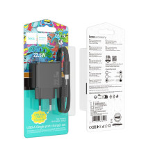 Мережевий Зарядний Пристрій Hoco CS17A 1USB Multi-Protocol 22.5W+USB to Type-C Колір Чорний 6942007638418 ma35779_3605184