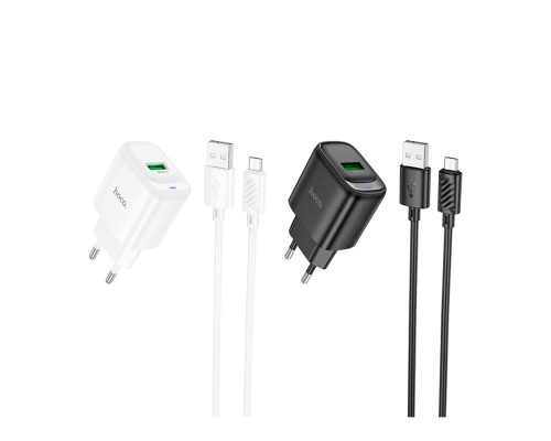 Мережевий Зарядний Пристрій Hoco C140A 1USB QC 18W+USB to Micro Колір Бiлий 6942007627818 ma36295_3607263