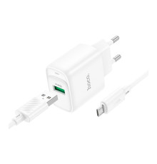 Мережевий Зарядний Пристрій Hoco C140A 1USB QC 18W+USB to Micro Колір Бiлий 6942007627818 ma36295_3607263
