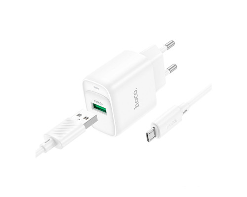 Мережевий Зарядний Пристрій Hoco C140A 1USB QC 18W+USB to Micro Колір Бiлий 6942007627818 ma36295_3607263