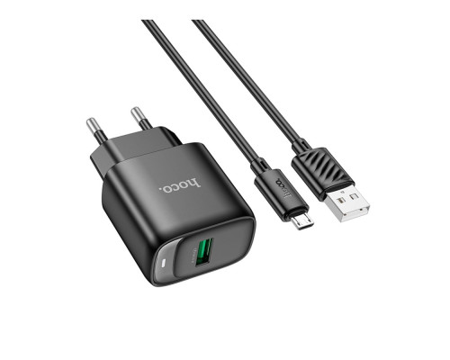 Мережевий Зарядний Пристрій Hoco C140A 1USB QC 18W+USB to Micro Колір Бiлий 6942007627818 ma36295_3607263