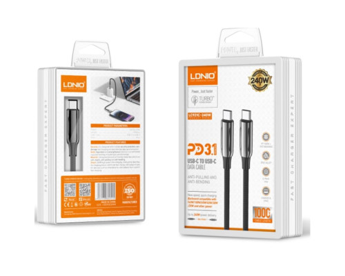 Кабель USB LDNIO LC921 PD3.1/240W Type-C to Type-C Колір Сiрий 6933138602515 ma37438_3611725