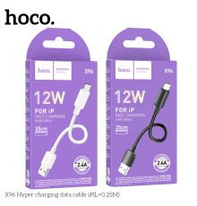 Кабель USB Hoco X96 Lightning 2.4A 0.25m Колір Чорний 6942007609388 ma37500_3612240