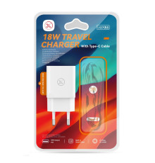 Мережевий Зарядний Пристрій XO L127 1USB QC 18W+USB to Type-C New Logo Колір Білий 6920680858354 ma37792_3664781