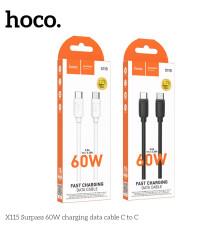 Кабель USB Hoco X115 Type-C to Type-C 60W Колір Бiлий 6942007652001 ma37596_3663390