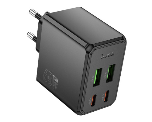 Мережевий Зарядний Пристрій Hoco CS19A 2USB-C/2USB PD/QC 65W Колір Чорний 6942007645638 ma36896_3609482