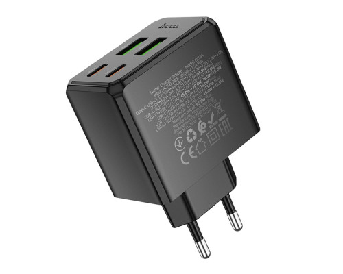 Мережевий Зарядний Пристрій Hoco CS19A 2USB-C/2USB PD/QC 65W Колір Чорний 6942007645638 ma36896_3609482