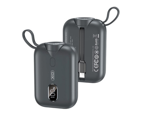 Універсальна Мобільна Батарея Power Bank XO PR260 Self-watch wireless charger, Type-C cable digital fast charger 20W, 10000 mAh Колір Чорний 6920680858743 ma37076_3610213